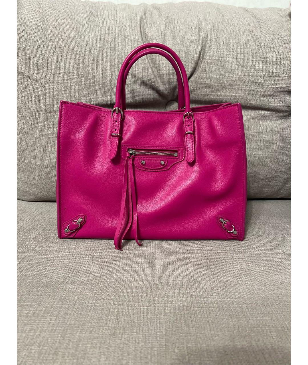 BALENCIAGA Розовая кожаная сумка с короткими ручками, фото 9