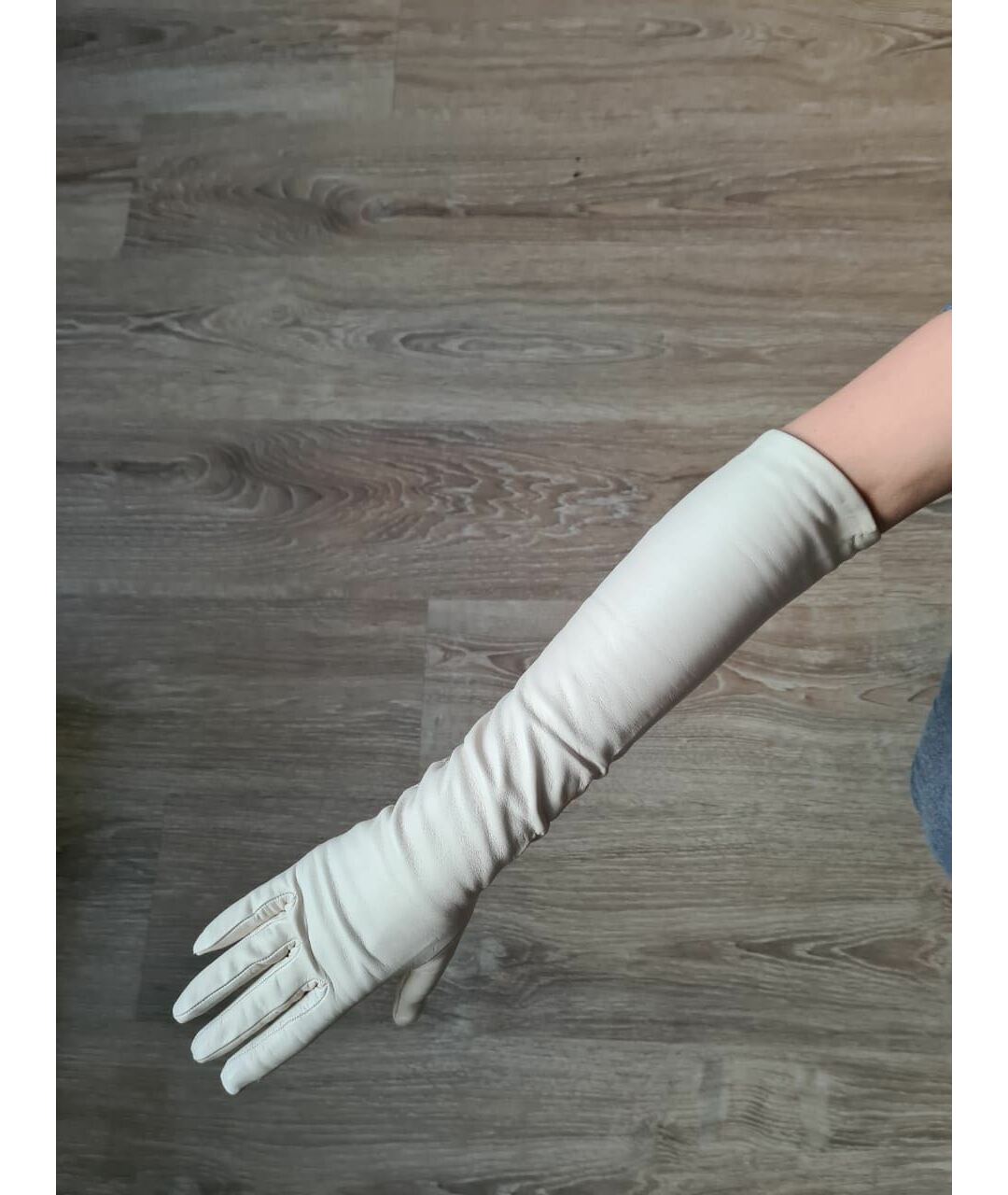 MOSCHINO Бежевые кожаные перчатки, фото 8