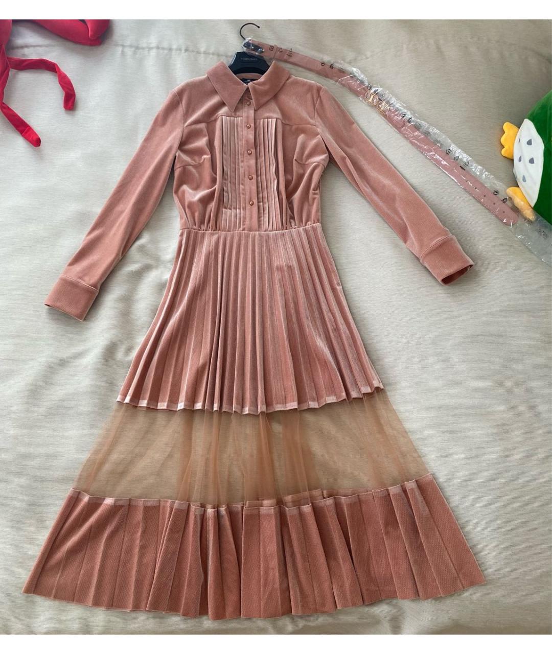 ELISABETTA FRANCHI Розовое полиэстеровое повседневное платье, фото 2