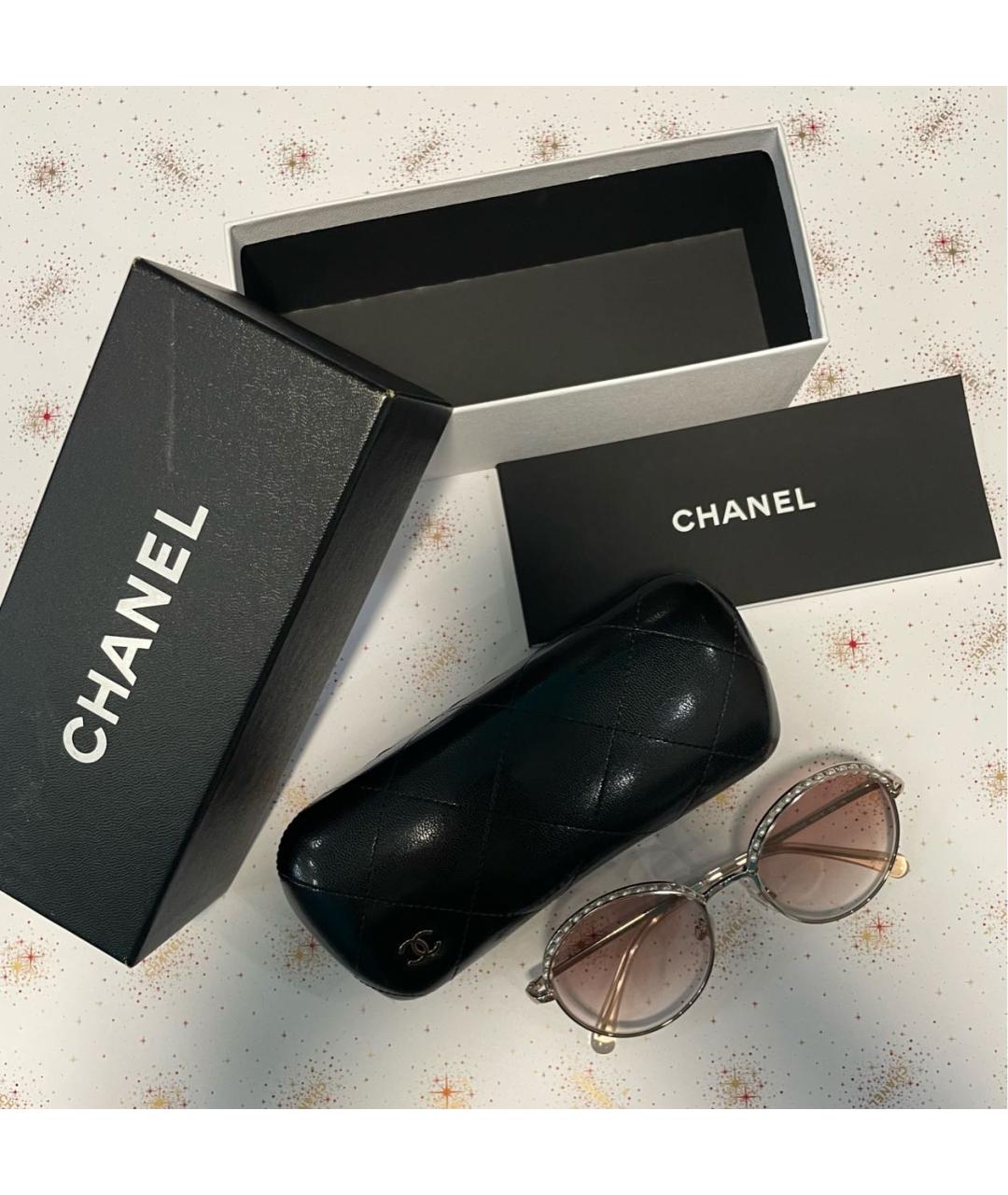 CHANEL Розовые металлические солнцезащитные очки, фото 4