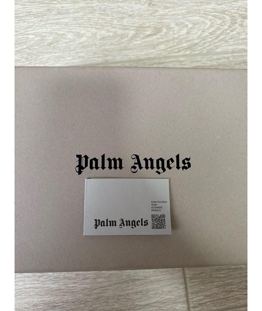 PALM ANGELS Бежевые кожаные низкие кроссовки / кеды, фото 9