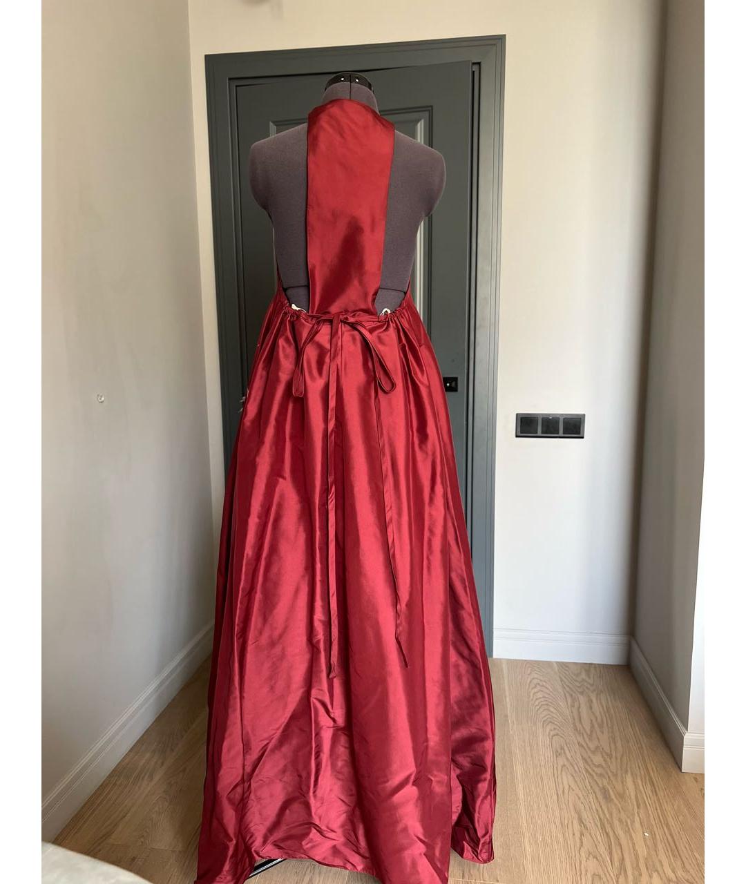VALENTINO Бордовое шелковое вечернее платье, фото 6