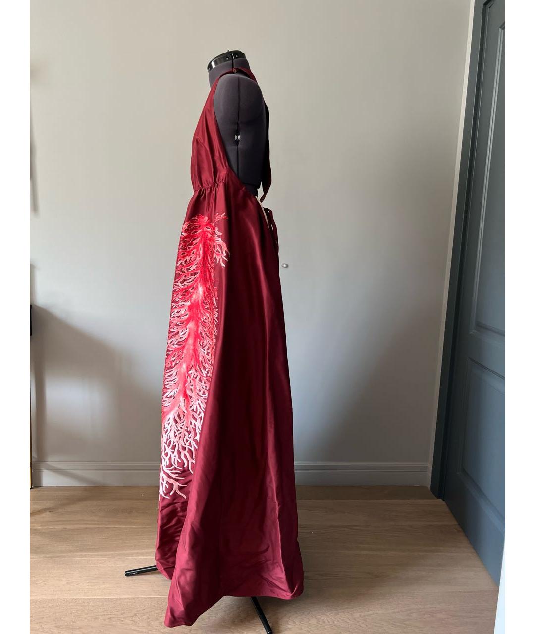 VALENTINO Бордовое шелковое вечернее платье, фото 4