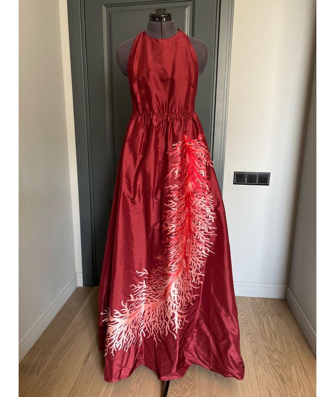 VALENTINO Бордовое шелковое вечернее платье, фото 2