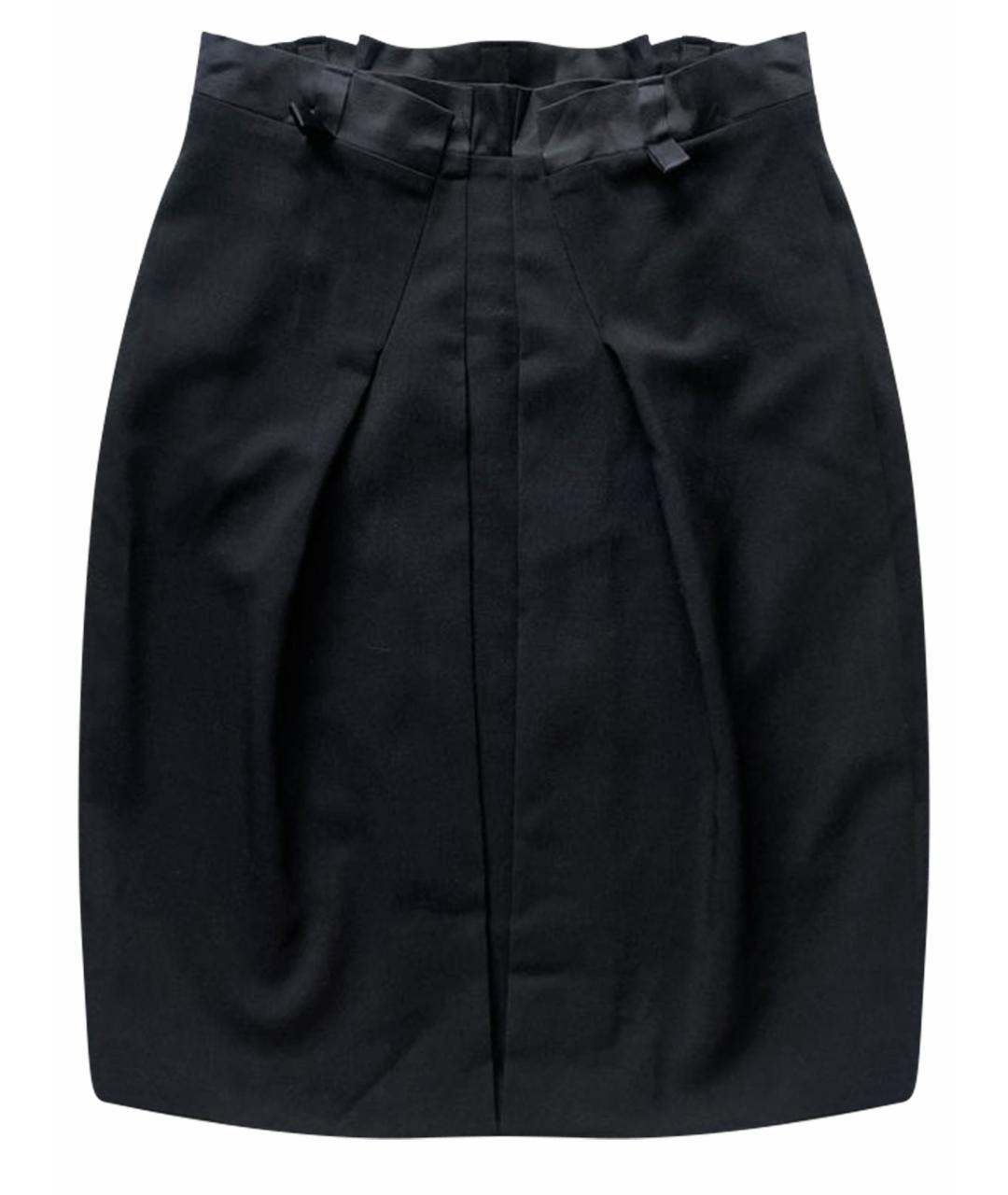 ALBERTA FERRETTI Черная шерстяная юбка миди, фото 1
