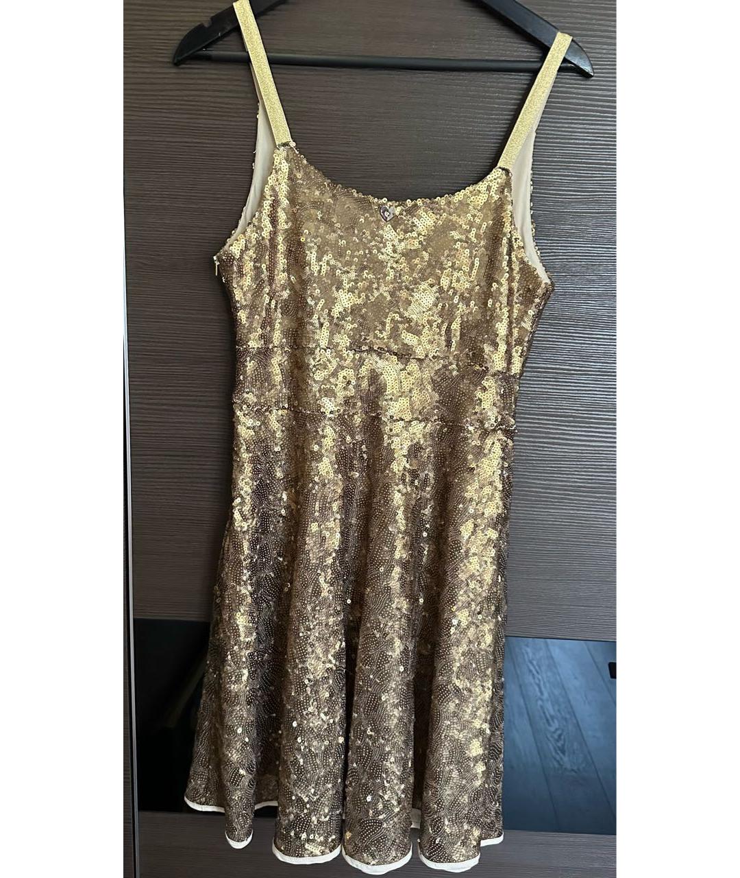 TWIN-SET Золотое коктейльное платье, фото 2