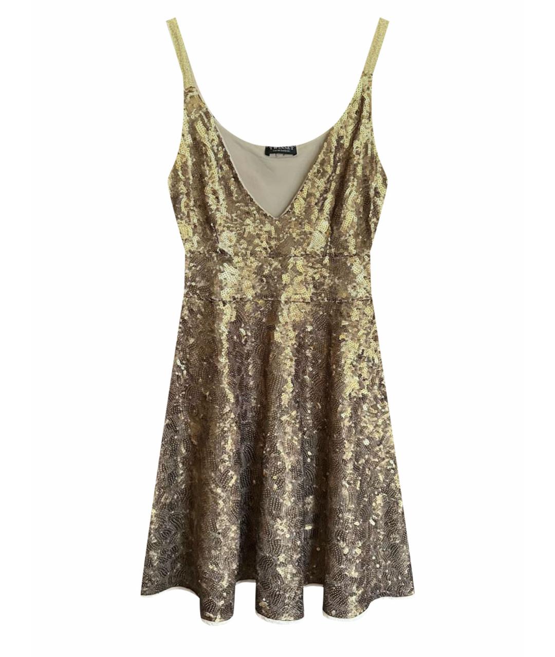 TWIN-SET Золотое коктейльное платье, фото 1
