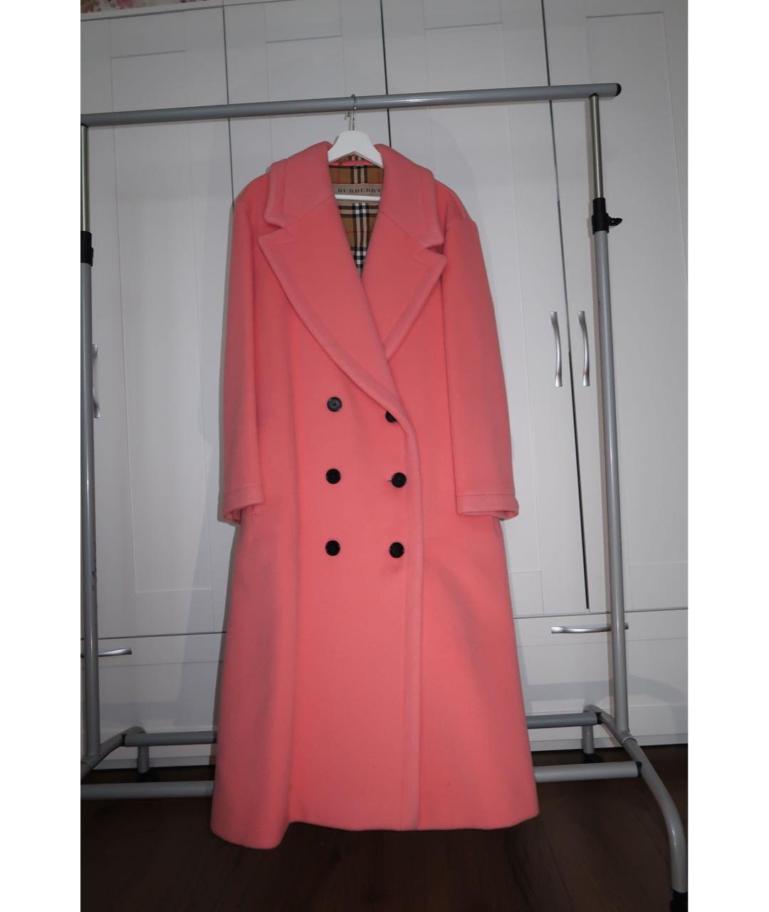 BURBERRY Розовое шерстяное пальто, фото 7