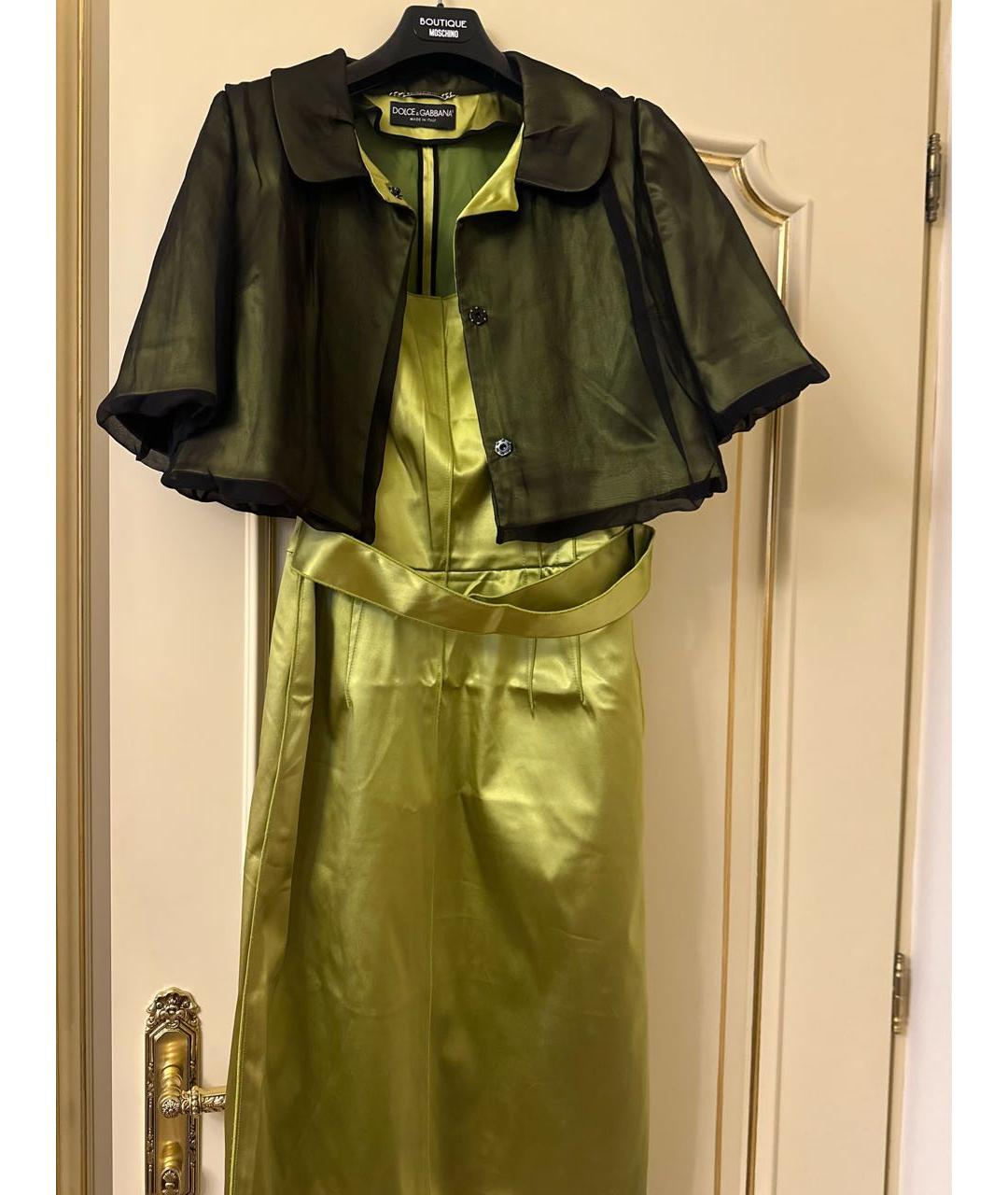 DOLCE&GABBANA Зеленые ацетатное коктейльное платье, фото 8