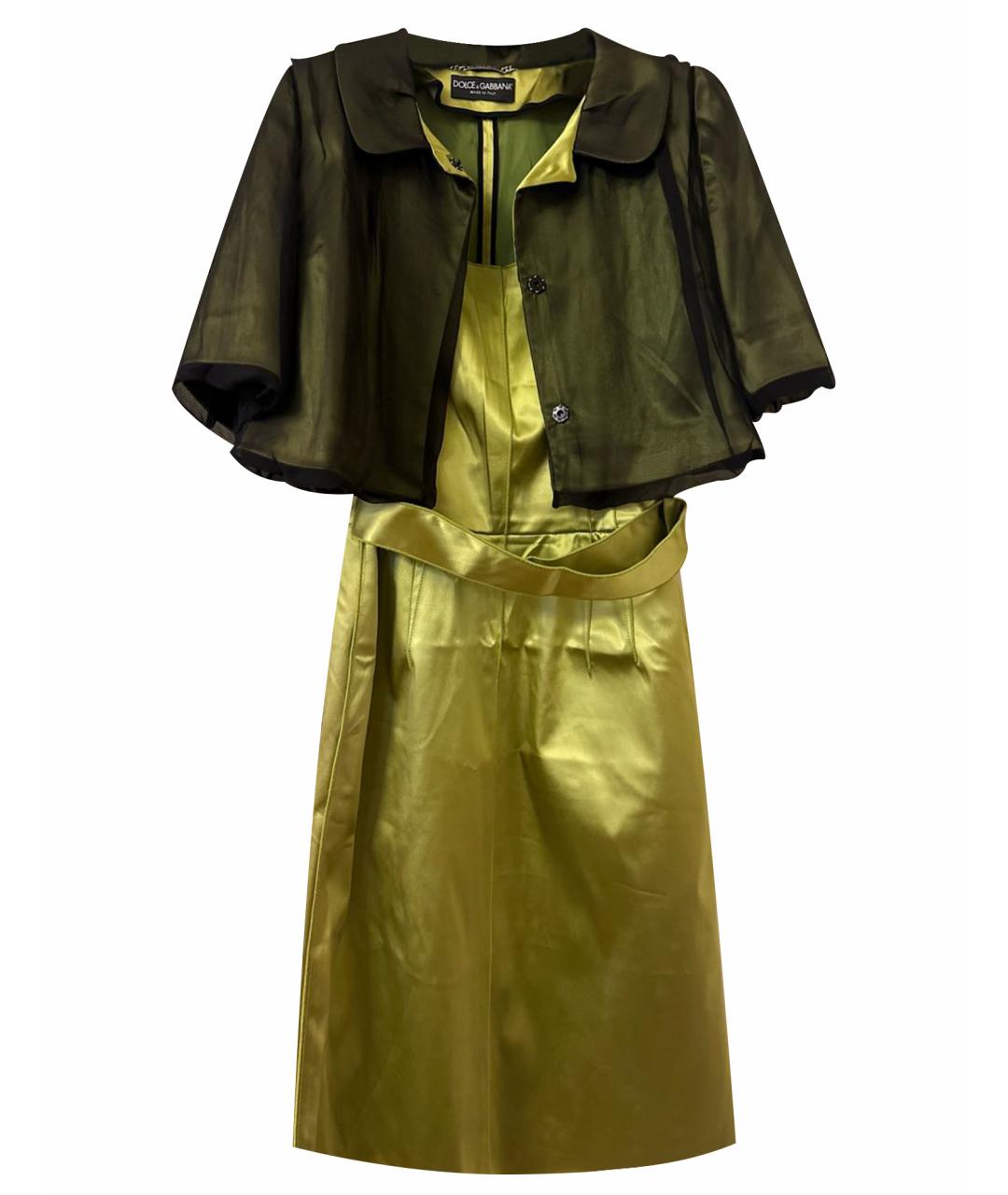 DOLCE&GABBANA Зеленые ацетатное коктейльное платье, фото 1