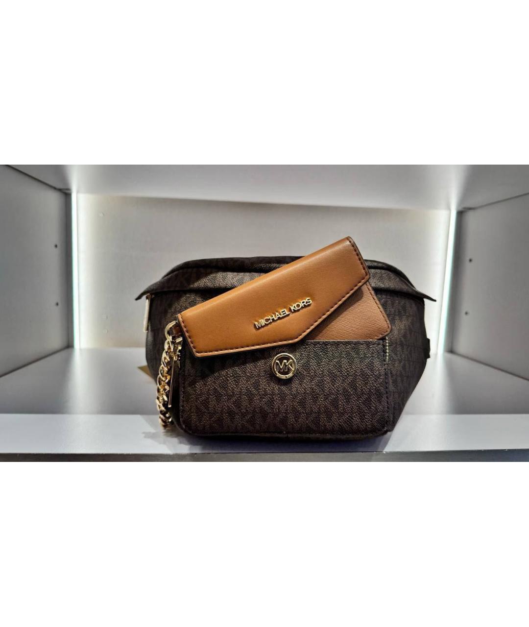 MICHAEL KORS Коричневая поясная сумка из искусственной кожи, фото 6