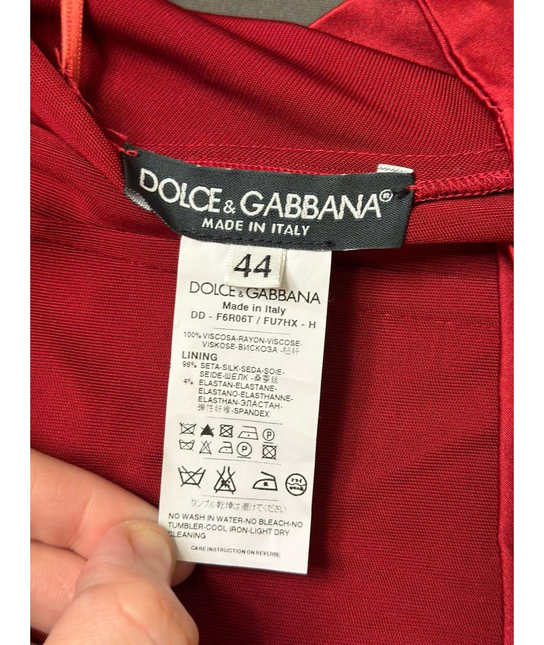 DOLCE&GABBANA Красное вискозное коктейльное платье, фото 5