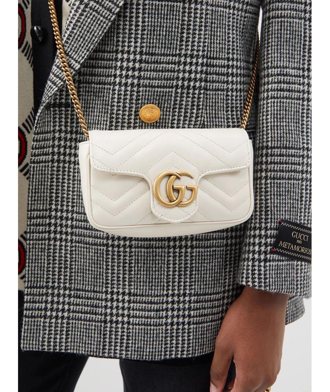 GUCCI Белая кожаная сумка через плечо, фото 4