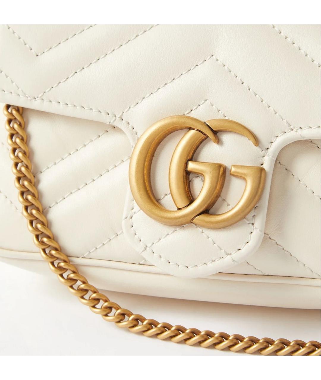 GUCCI Белая кожаная сумка через плечо, фото 2