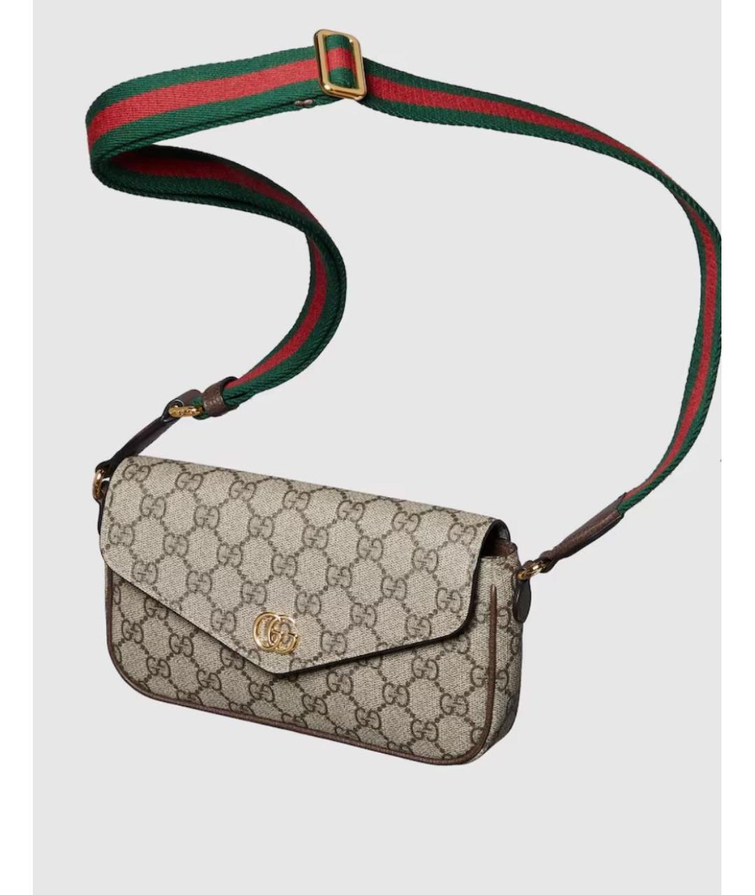 GUCCI Бежевая кожаная сумка через плечо, фото 2