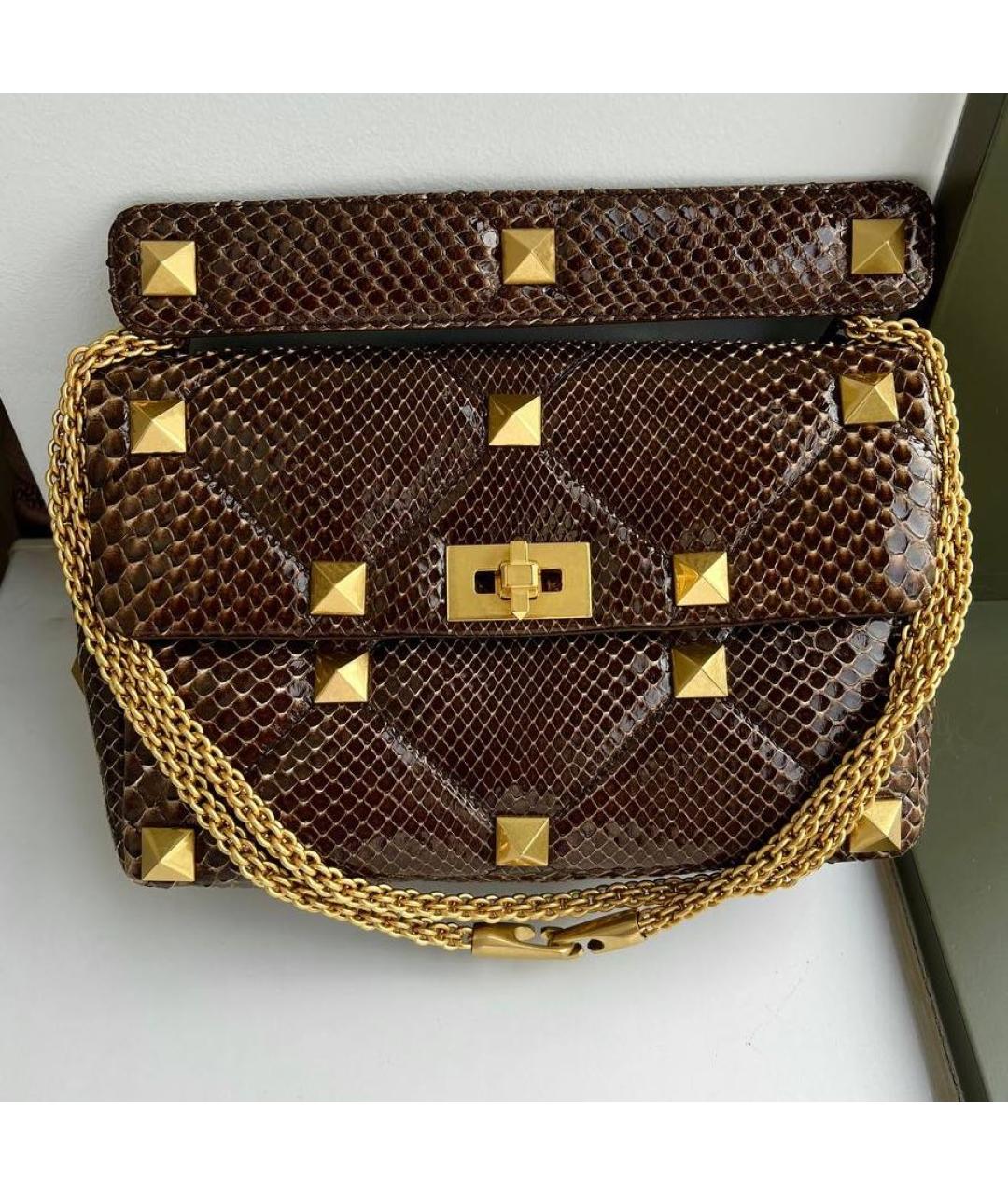VALENTINO Коричневая сумка через плечо из экзотической кожи, фото 8