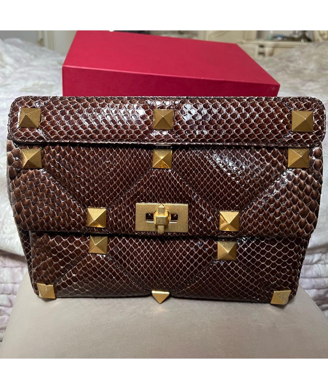 VALENTINO Коричневая сумка через плечо из экзотической кожи, фото 7