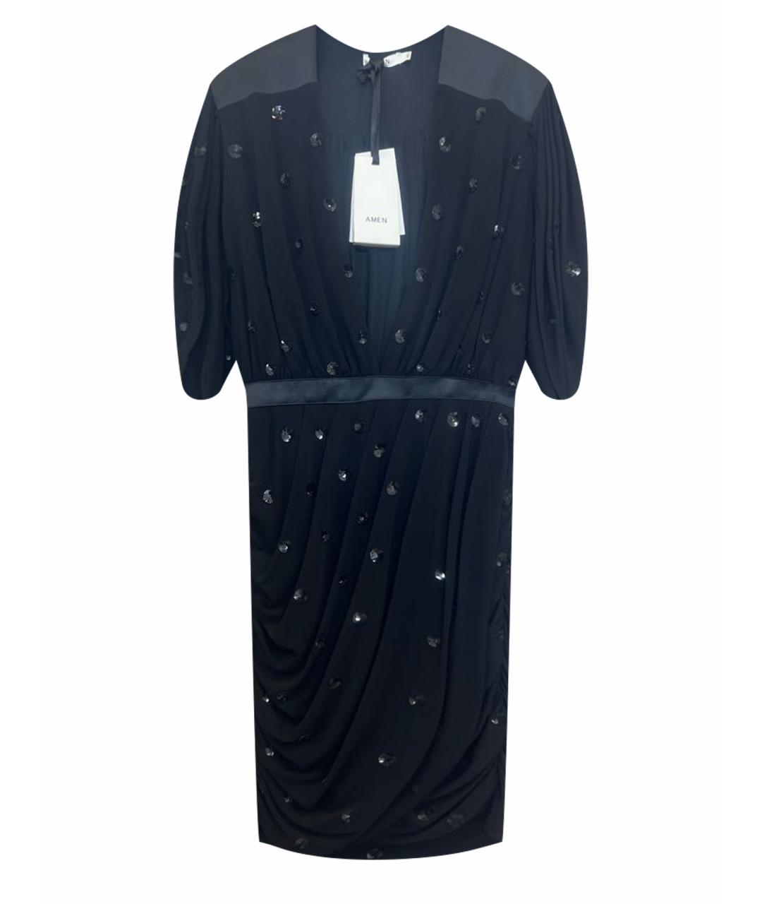 AMEN Черное вискозное коктейльное платье, фото 1