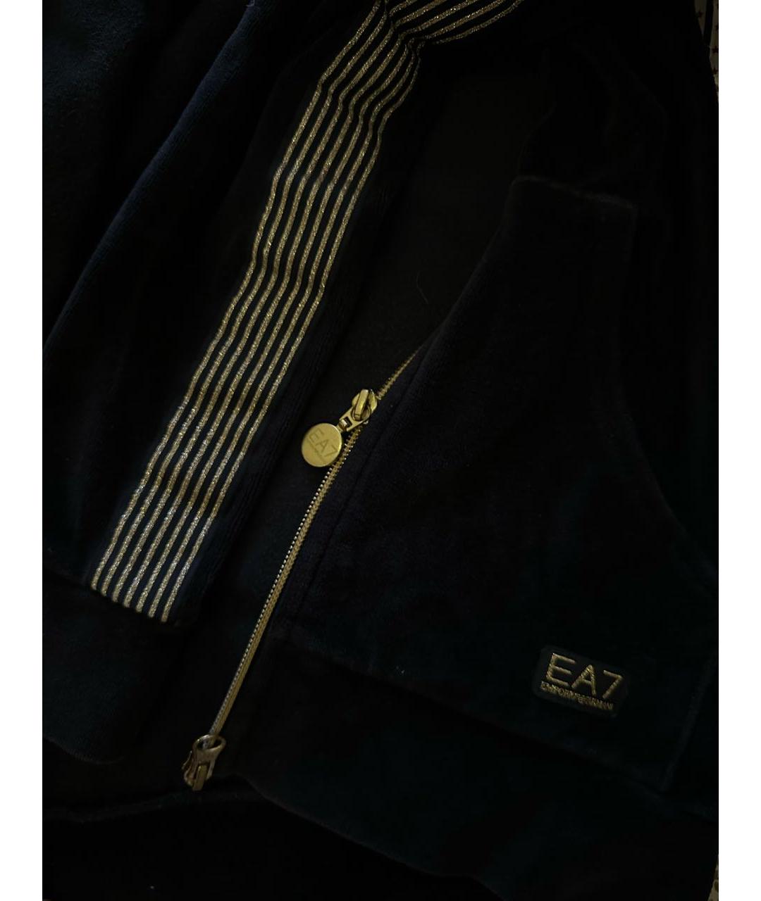 EA7 Темно-синий велюровый костюм с брюками, фото 4