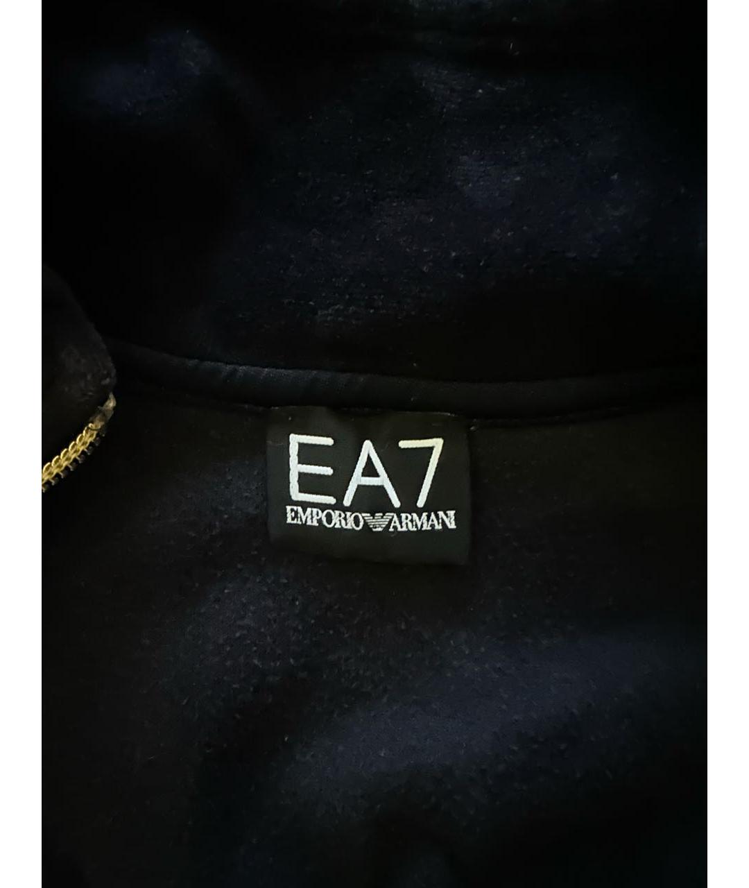 EA7 Темно-синий велюровый костюм с брюками, фото 3