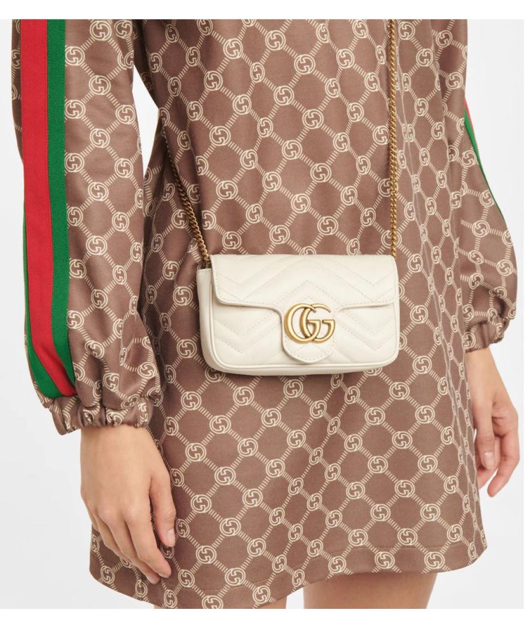 GUCCI Белая кожаная сумка через плечо, фото 2