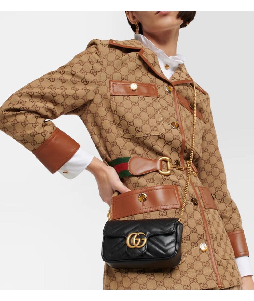 GUCCI Черная кожаная сумка через плечо, фото 2