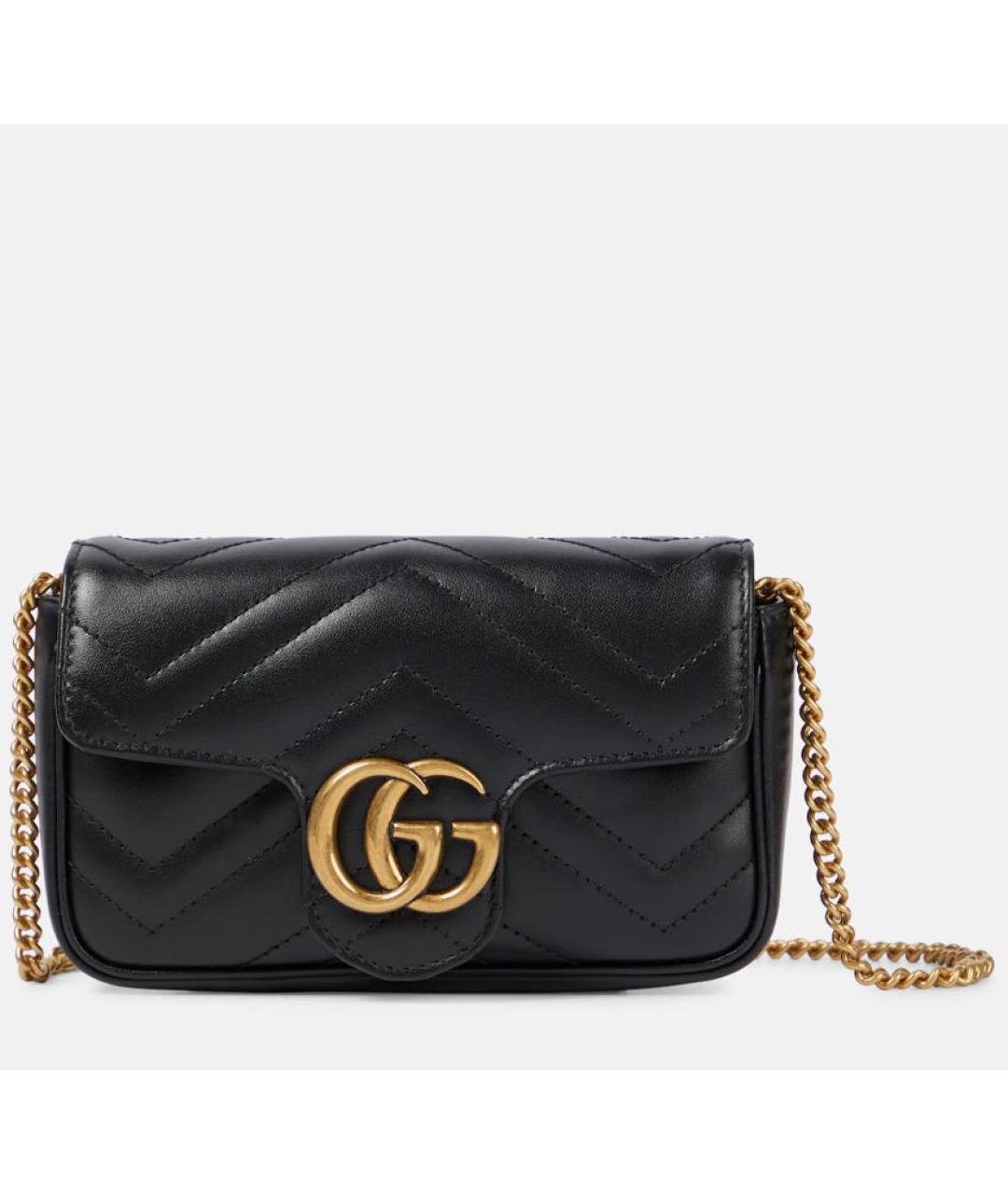 GUCCI Черная кожаная сумка через плечо, фото 6