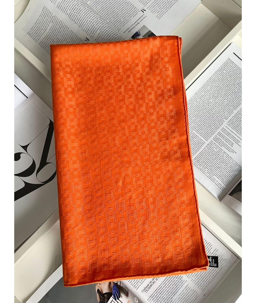 HERMES PRE-OWNED Оранжевый кашемировый платок, фото 8