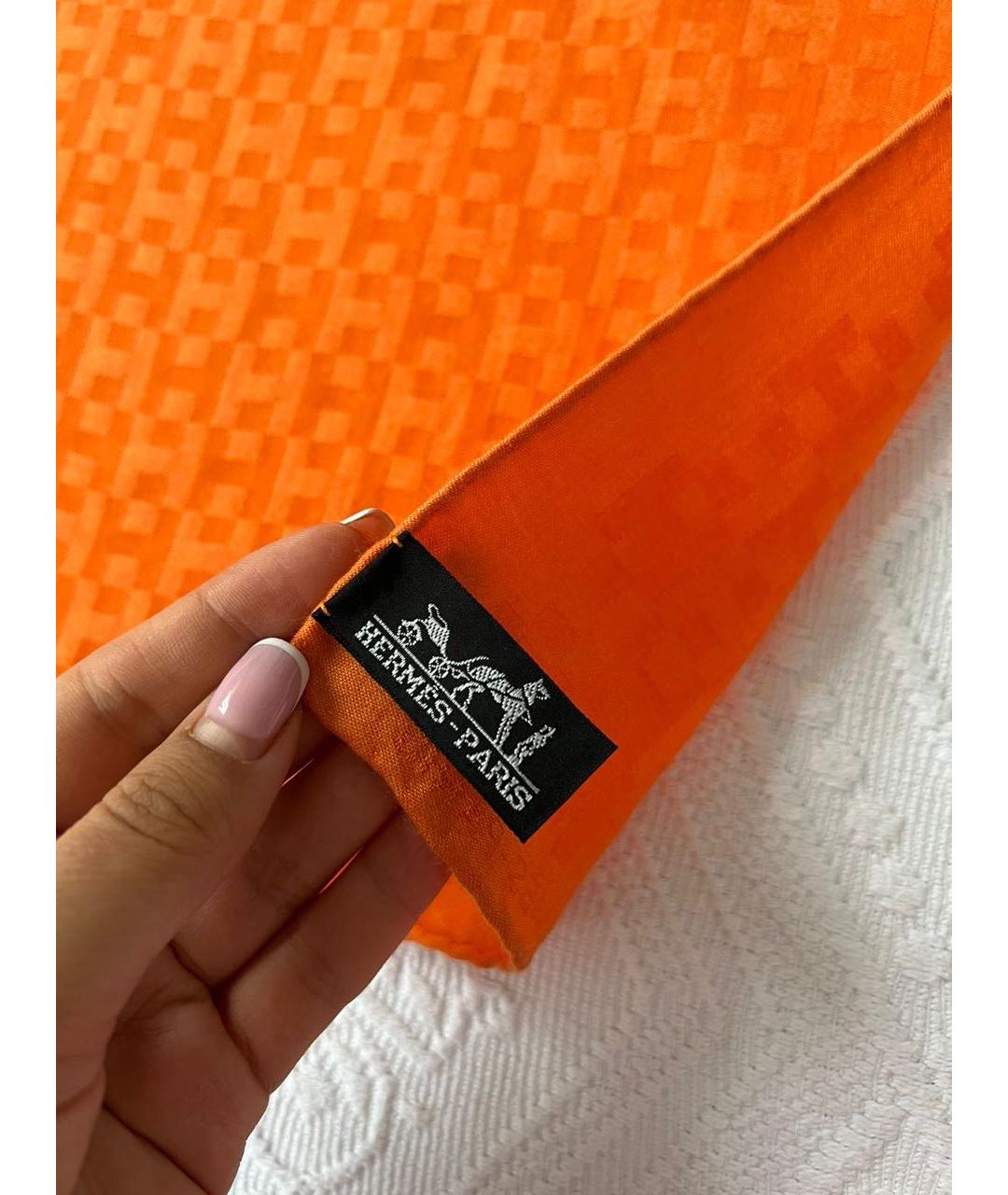 HERMES PRE-OWNED Оранжевый кашемировый платок, фото 6