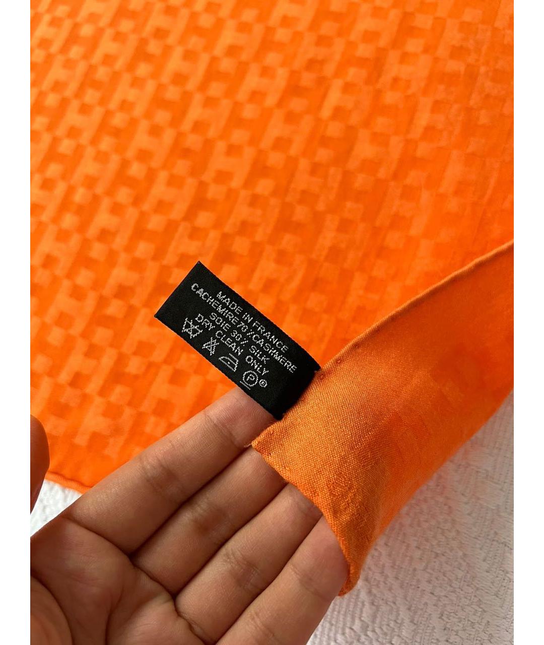 HERMES PRE-OWNED Оранжевый кашемировый платок, фото 7