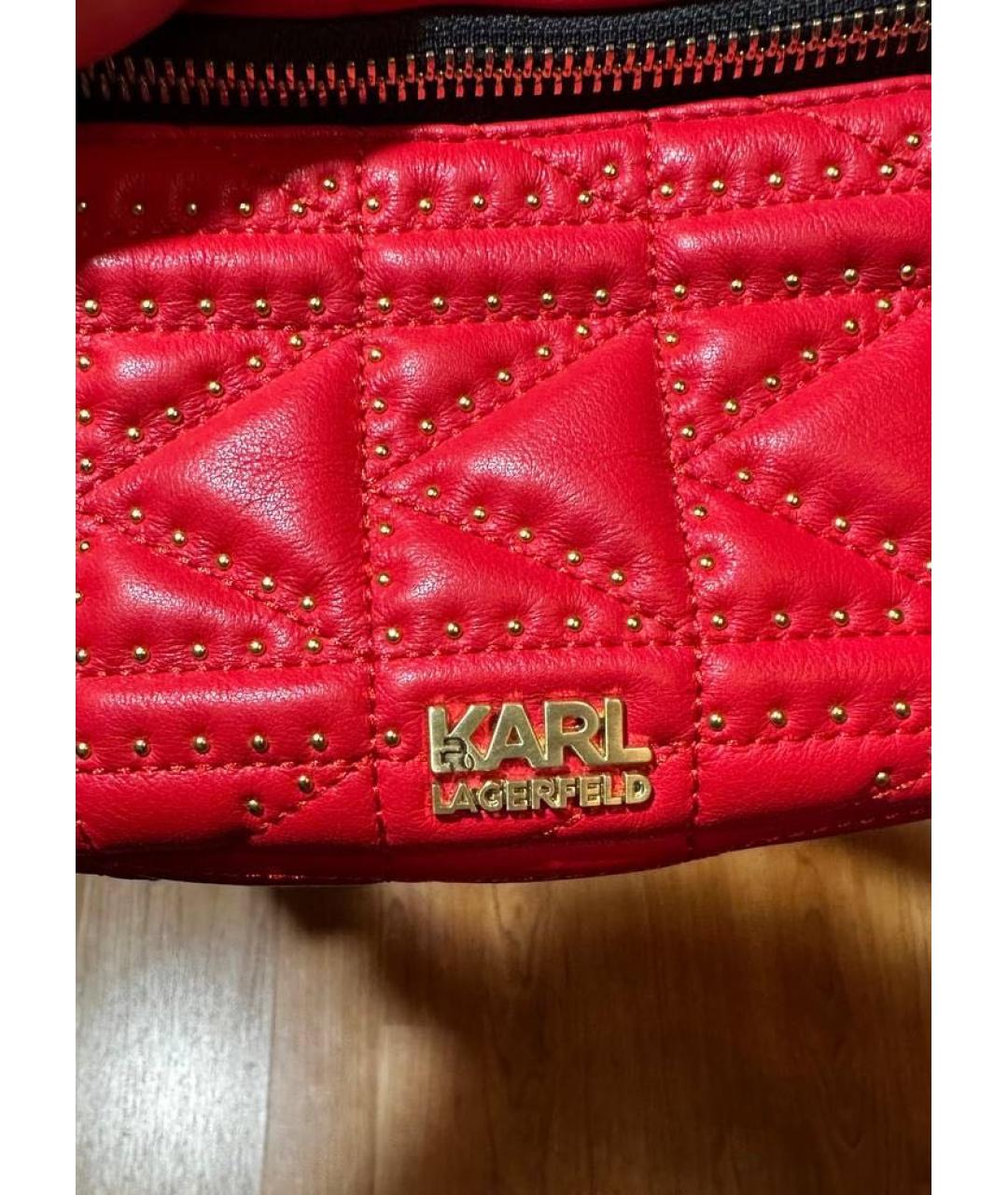 KARL LAGERFELD Красная кожаная поясная сумка, фото 2