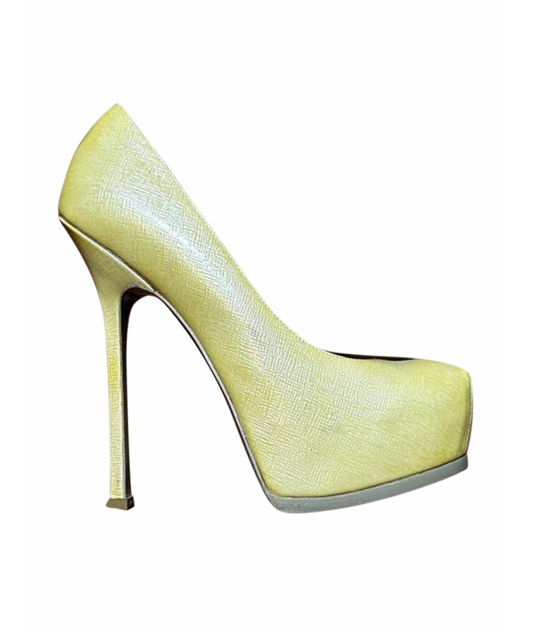 SAINT LAURENT Желтые кожаные туфли, фото 1