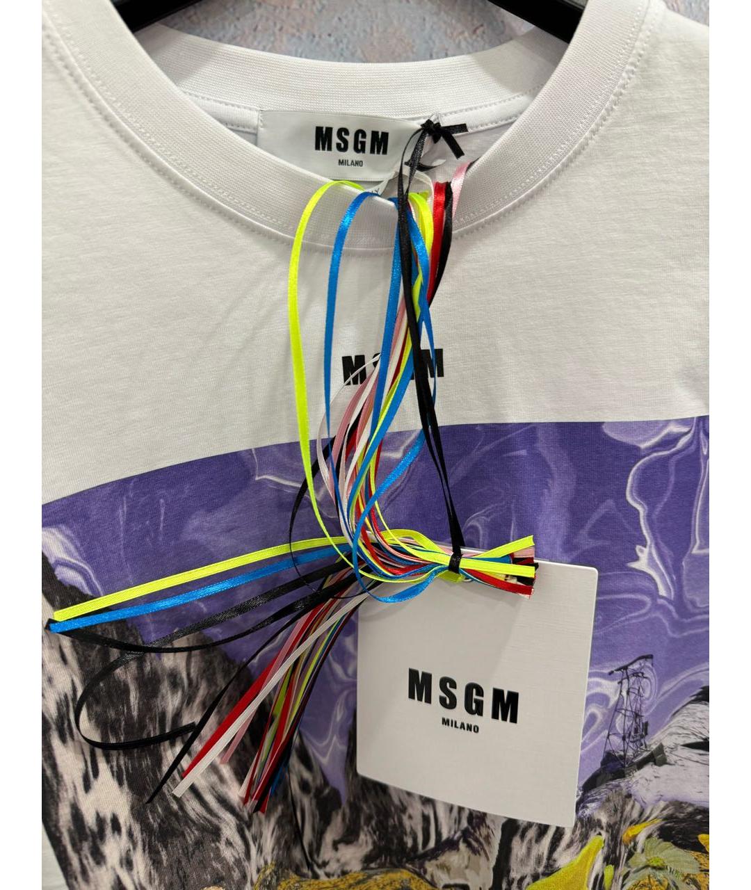 MSGM Белая хлопковая футболка, фото 4
