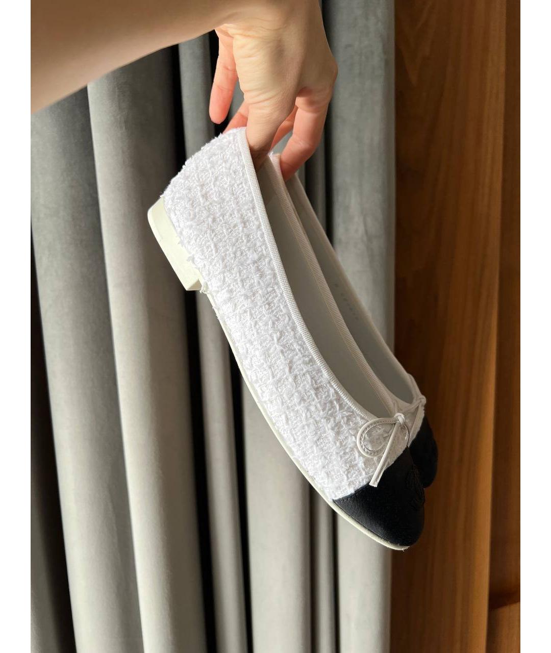 CHANEL Белые текстильные балетки, фото 5