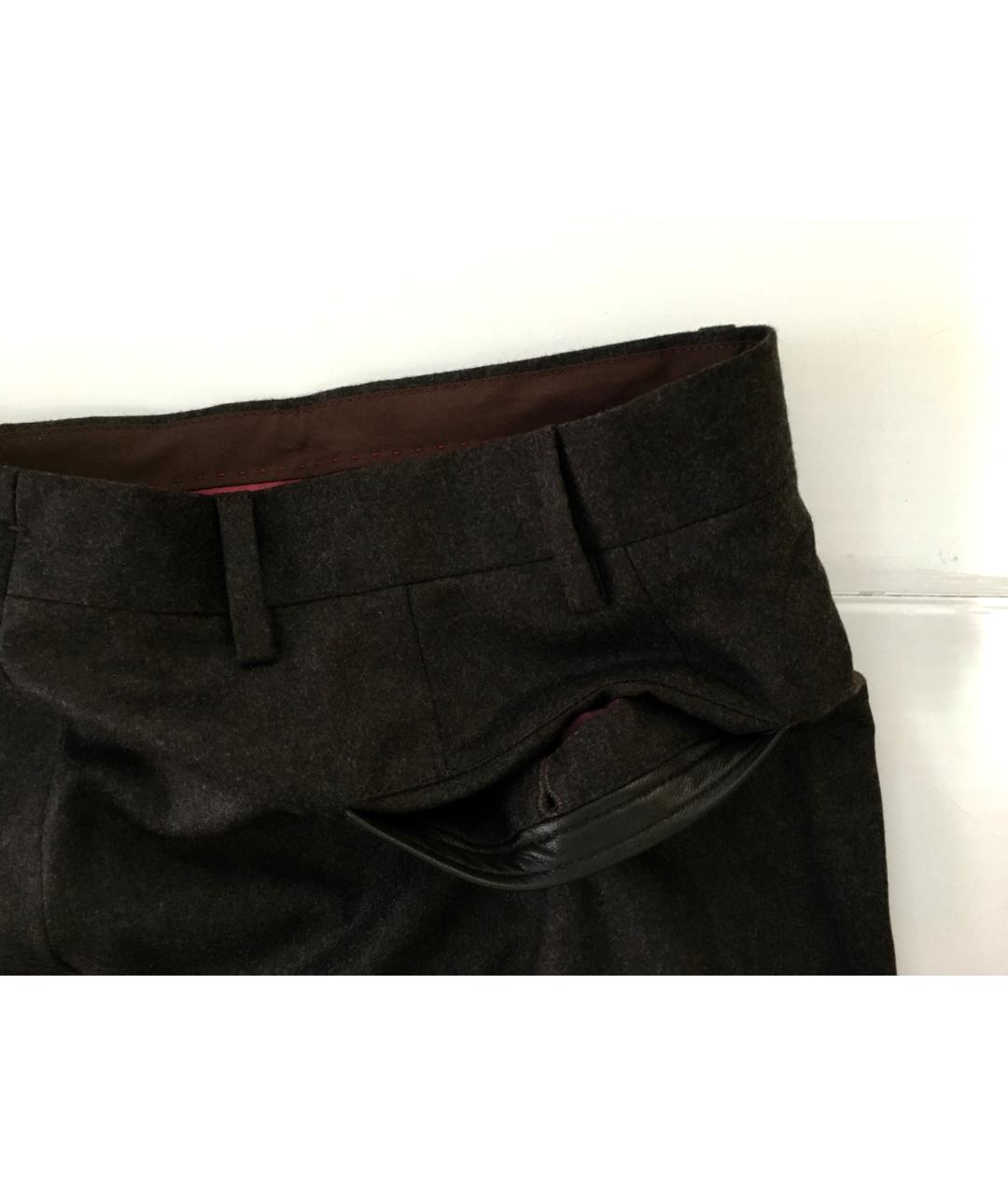 BILANCIONI Коричневые шерстяные классические брюки, фото 7