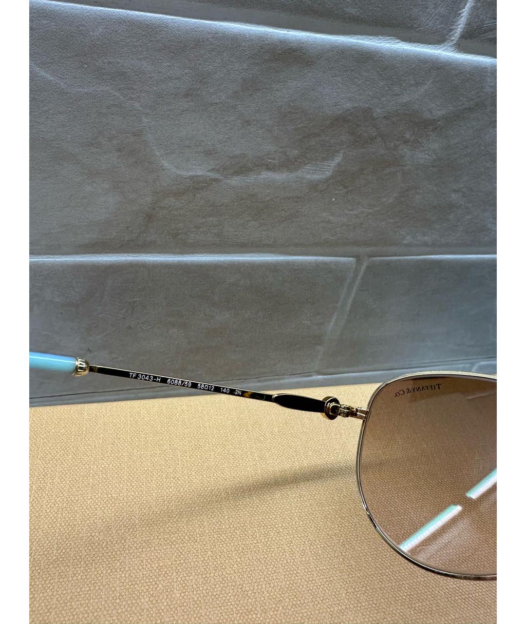 TIFFANY&CO Золотые металлические солнцезащитные очки, фото 6