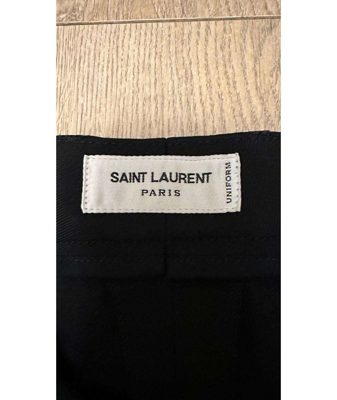 SAINT LAURENT Черные шерстяные брюки узкие, фото 3