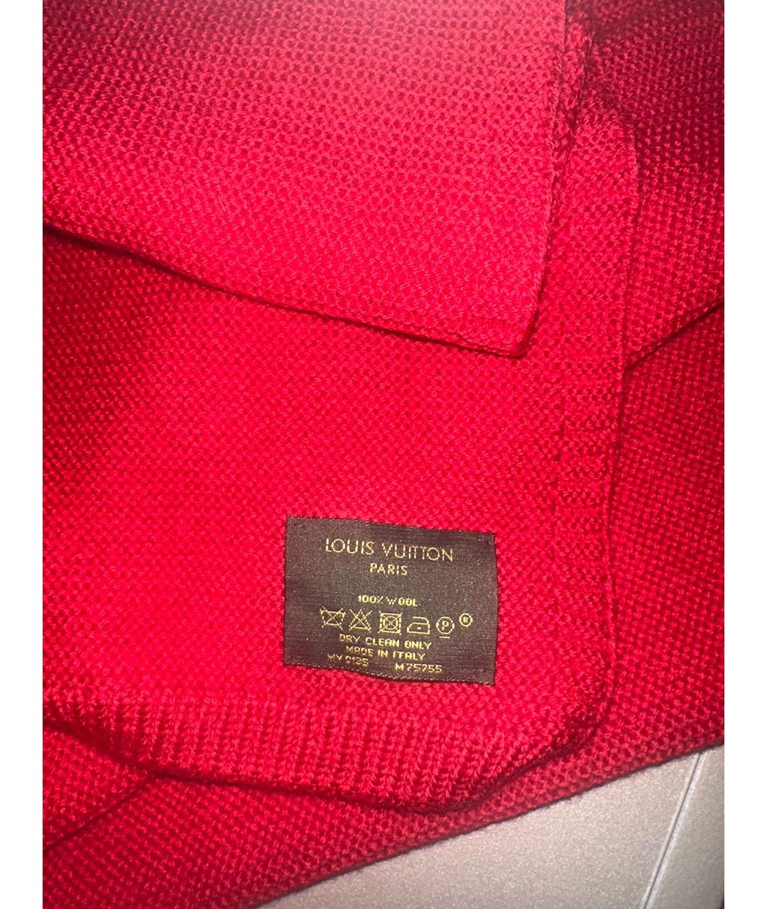 LOUIS VUITTON Красный шерстяной шарф, фото 3