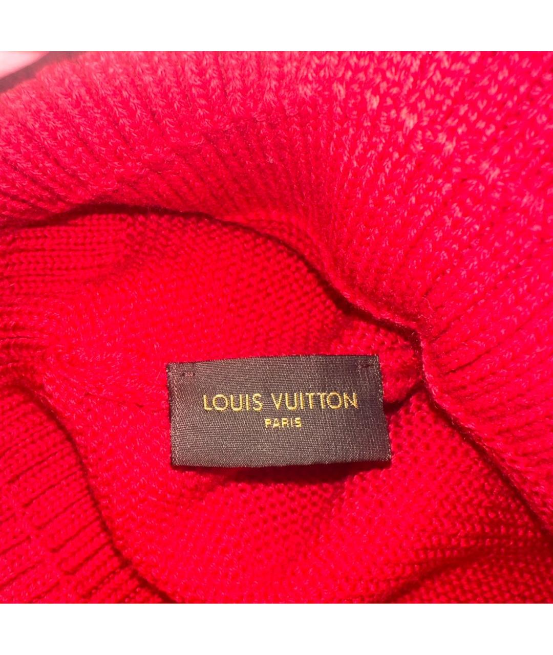 LOUIS VUITTON Красный шерстяной шарф, фото 5