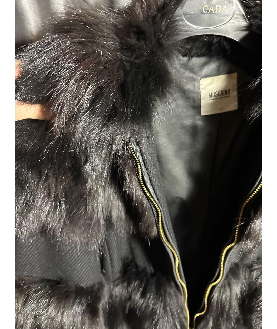 MOSCHINO Черное меховое пальто, фото 3
