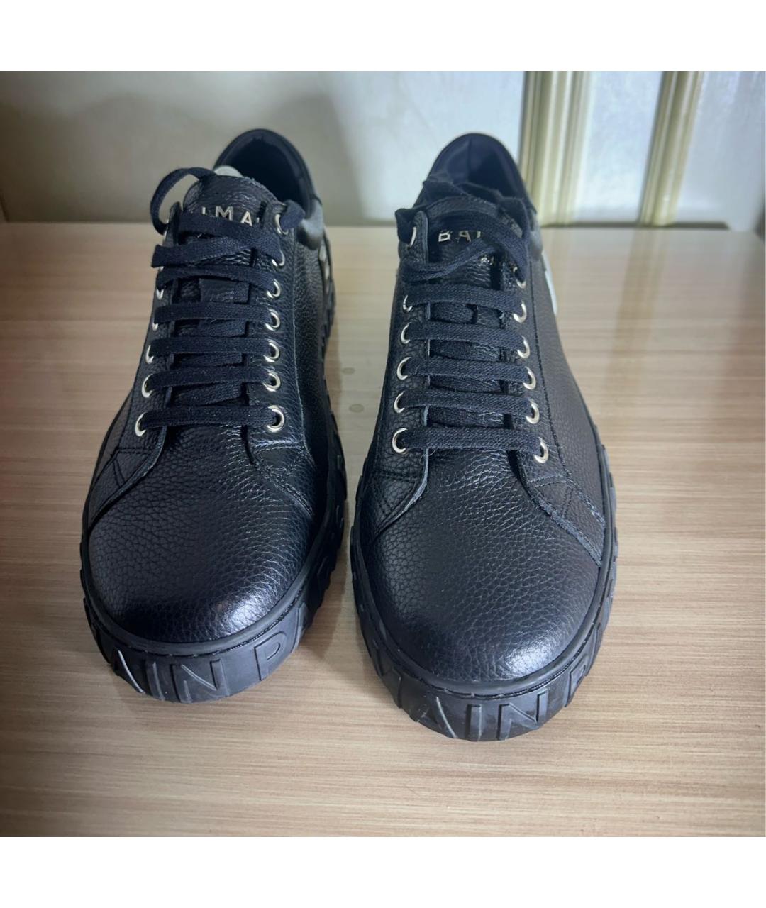 BALMAIN Черные кожаные высокие кроссовки / кеды, фото 2