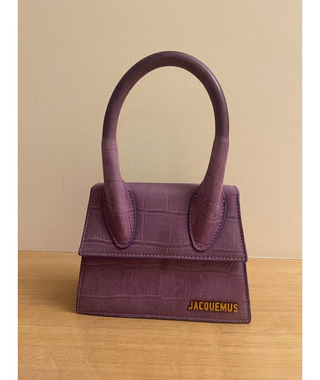 JACQUEMUS Фиолетовая замшевая сумка через плечо, фото 6