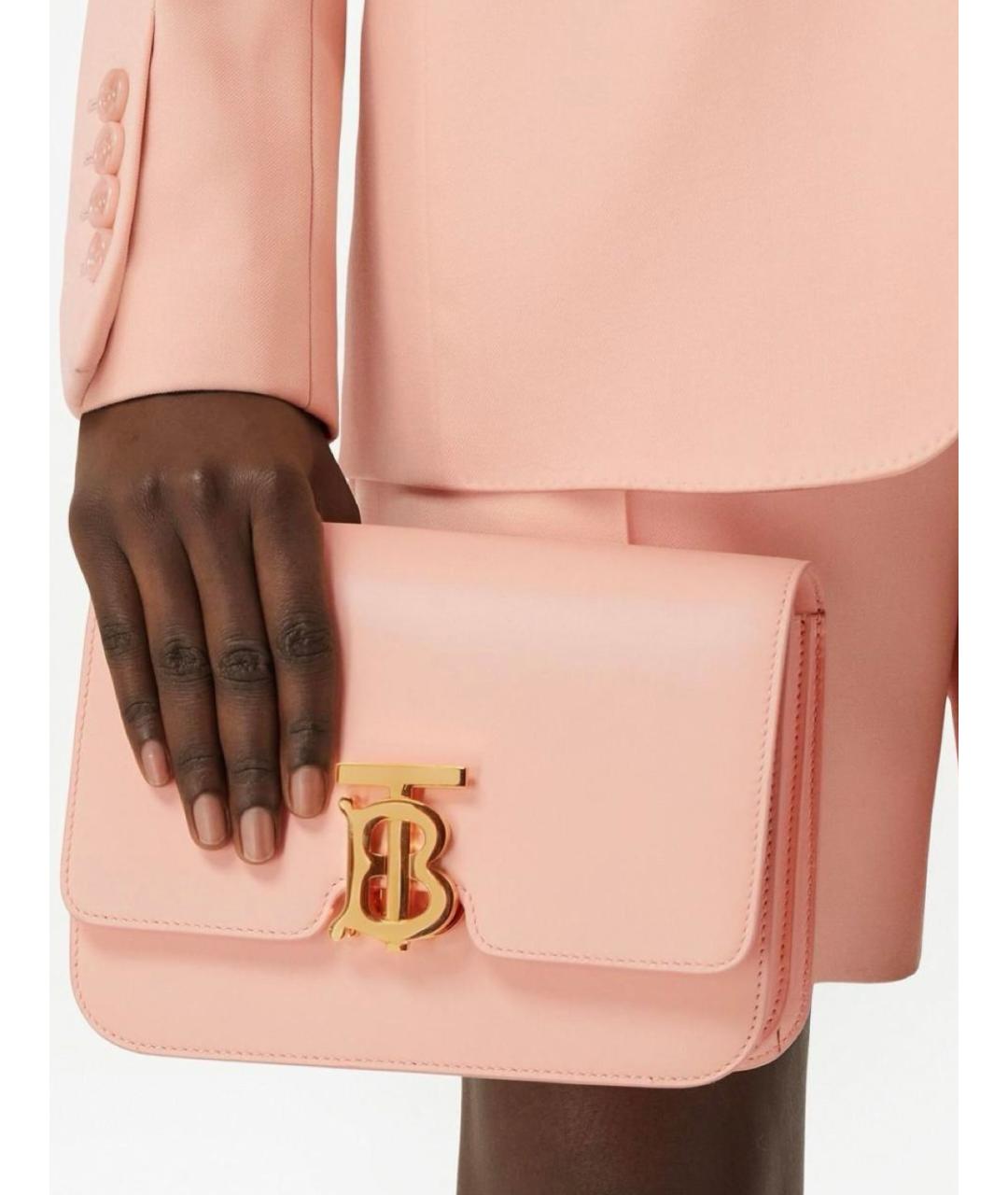 BURBERRY Розовая кожаная сумка через плечо, фото 4