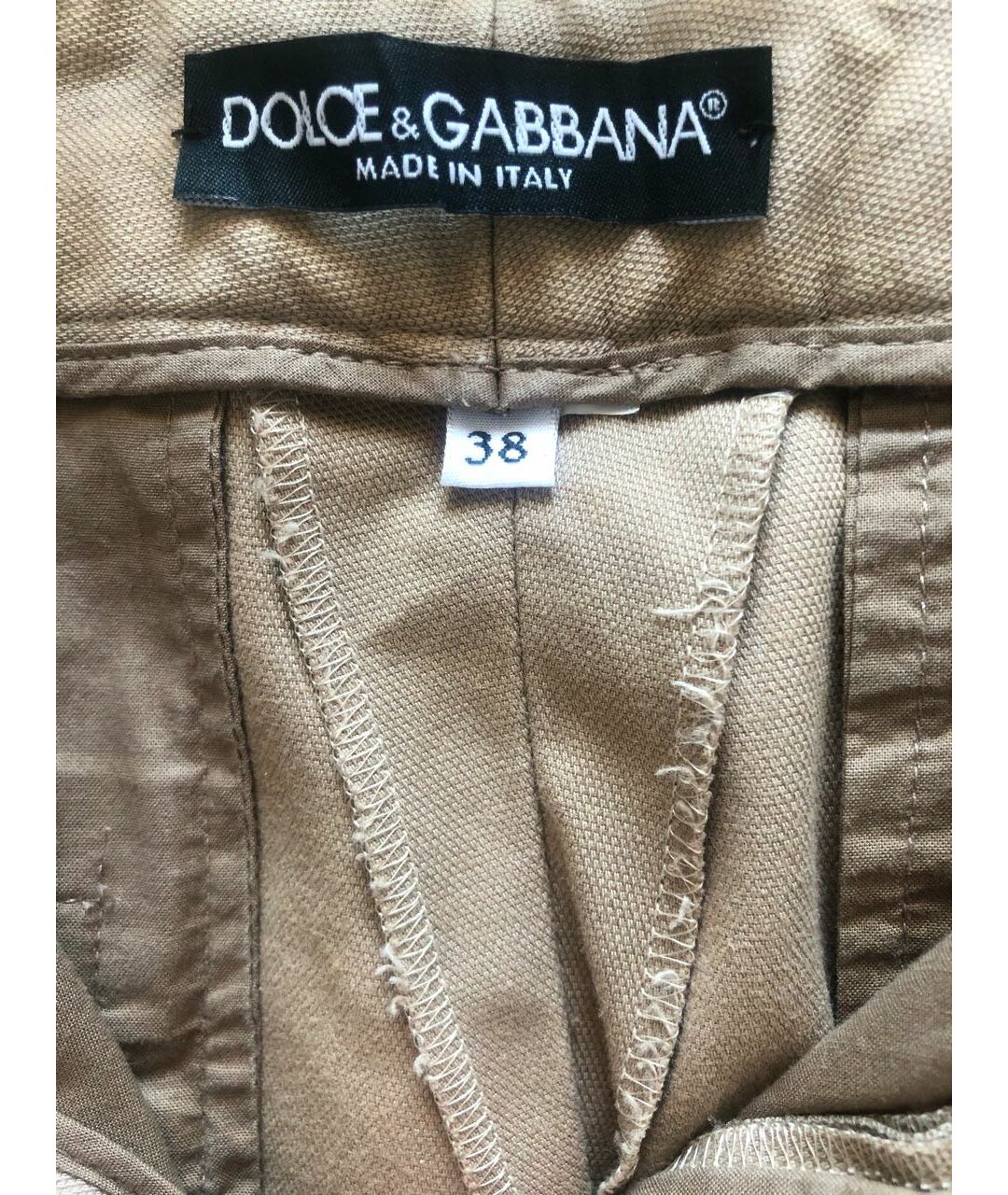 DOLCE&GABBANA Бежевые хлопко-эластановые прямые брюки, фото 4