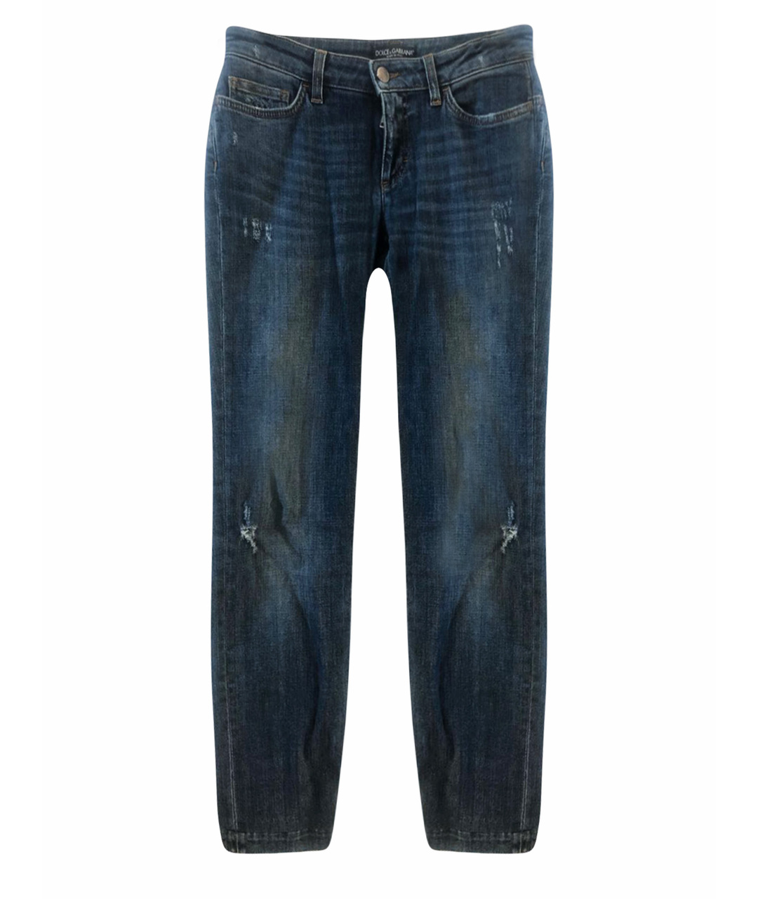 DOLCE&GABBANA Синие хлопко-эластановые прямые джинсы, фото 1