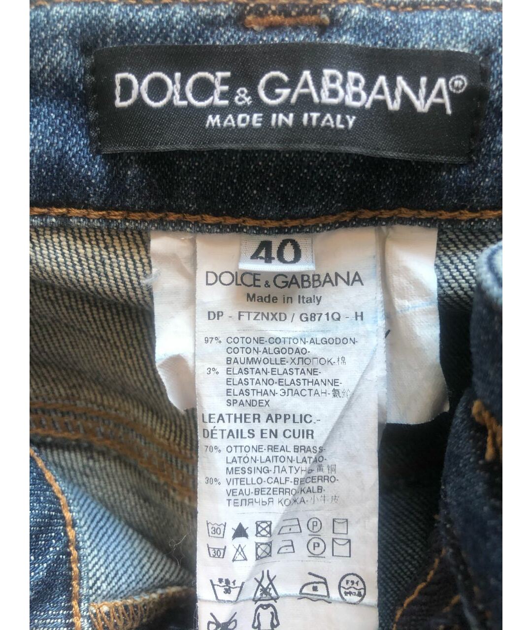 DOLCE&GABBANA Синие хлопко-эластановые прямые джинсы, фото 3