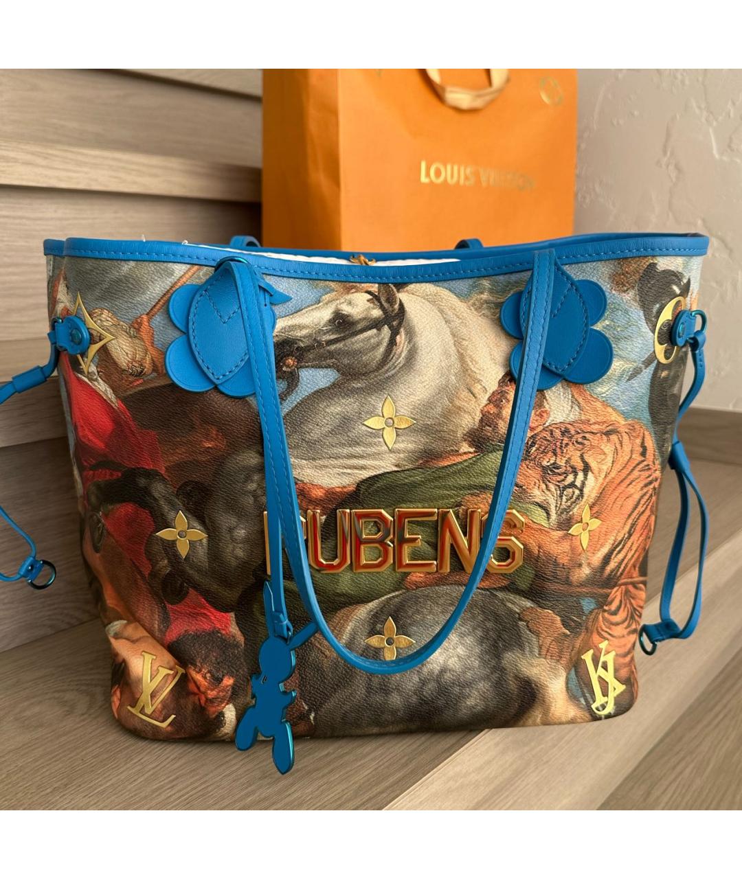 LOUIS VUITTON Синяя кожаная сумка тоут, фото 5