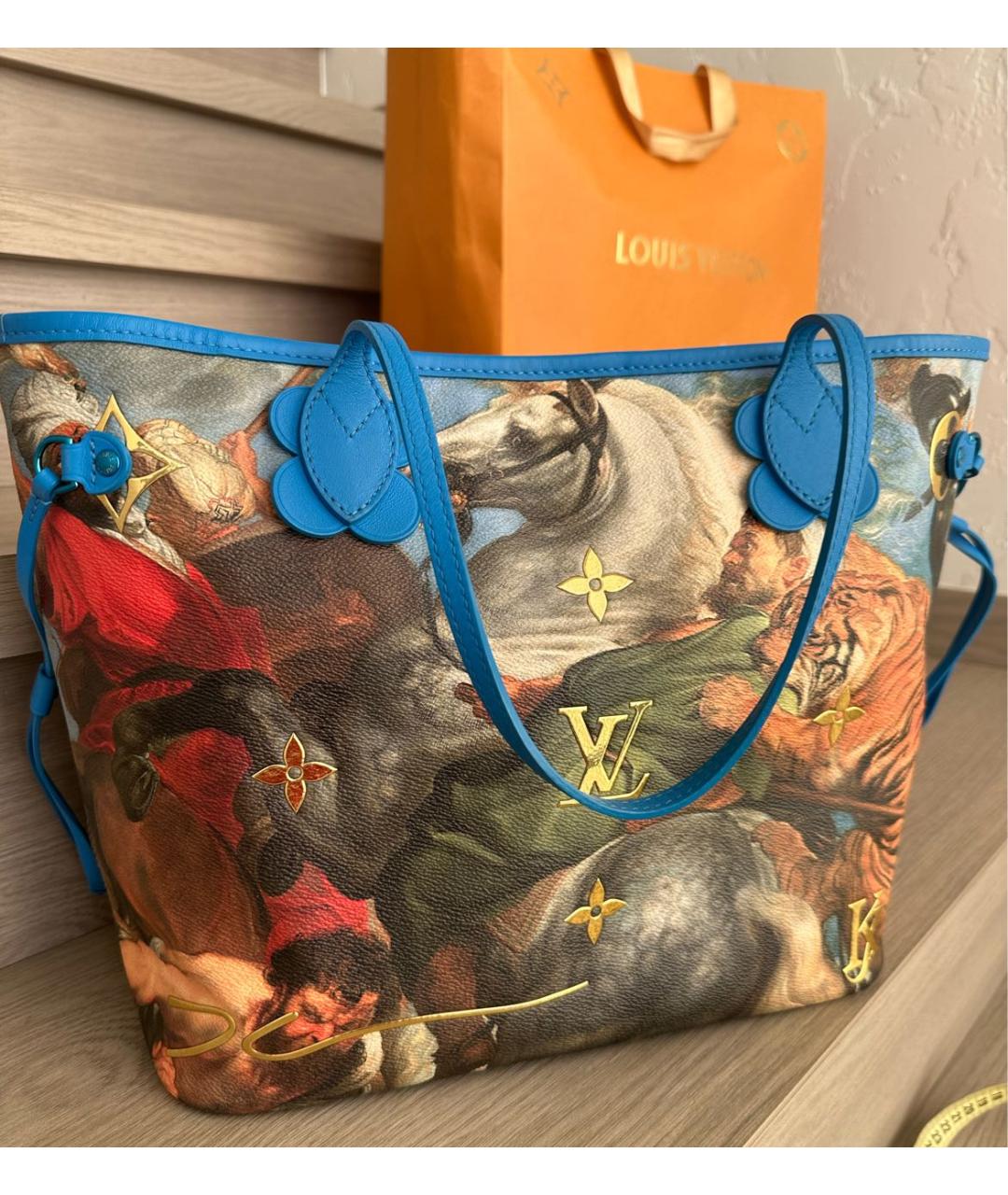 LOUIS VUITTON Синяя кожаная сумка тоут, фото 7