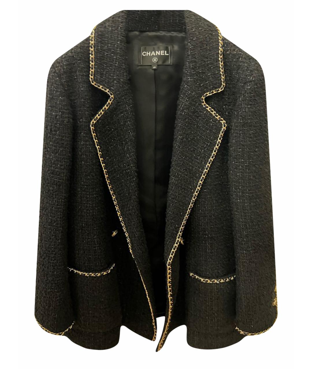 CHANEL PRE-OWNED Черный твидовый жакет/пиджак, фото 1