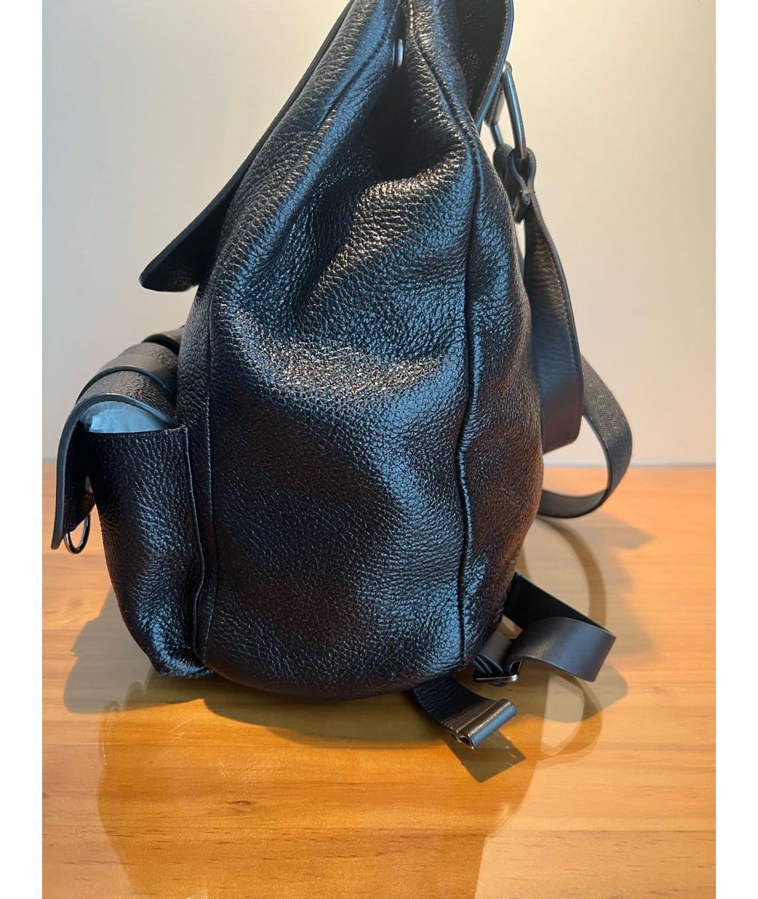 BRUNELLO CUCINELLI Черный кожаный рюкзак, фото 5